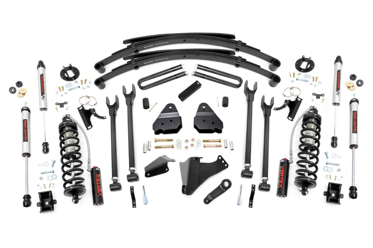 Ford F-350 Super Duty Suspension Lift Kit - Rough Country - 6 Inch Lift Kit | Diesel | 4 Link | RR Spring | C/O V2 - '05-'07
